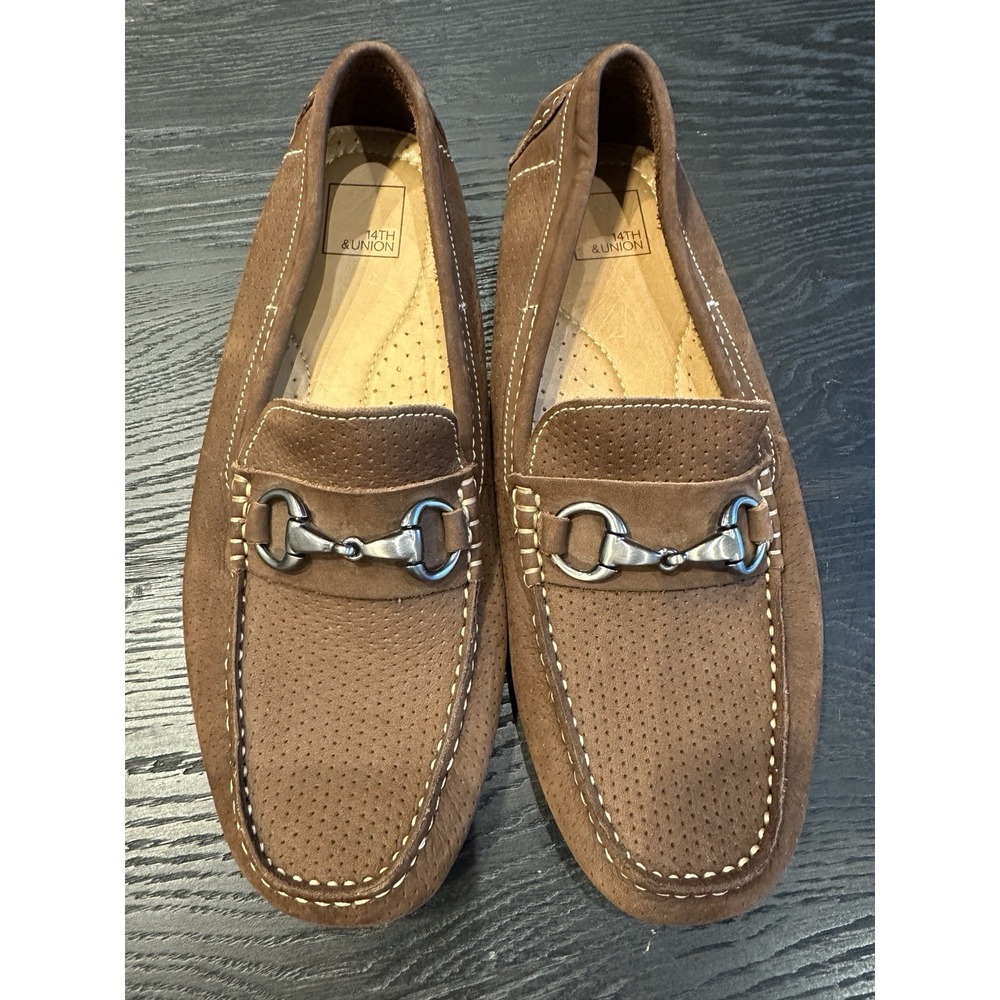MEN'S 14TH AND UNION HORSE BIT DRIVERS IN DARK BROWN PERFFERATED SIZE 8